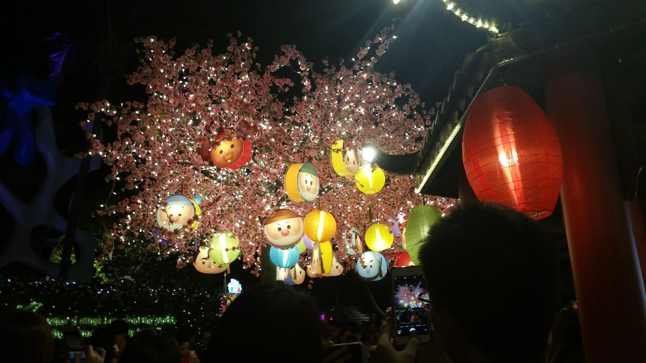 Lanterns on a tree. Vivocity tsum tsum mid autumn festival event.